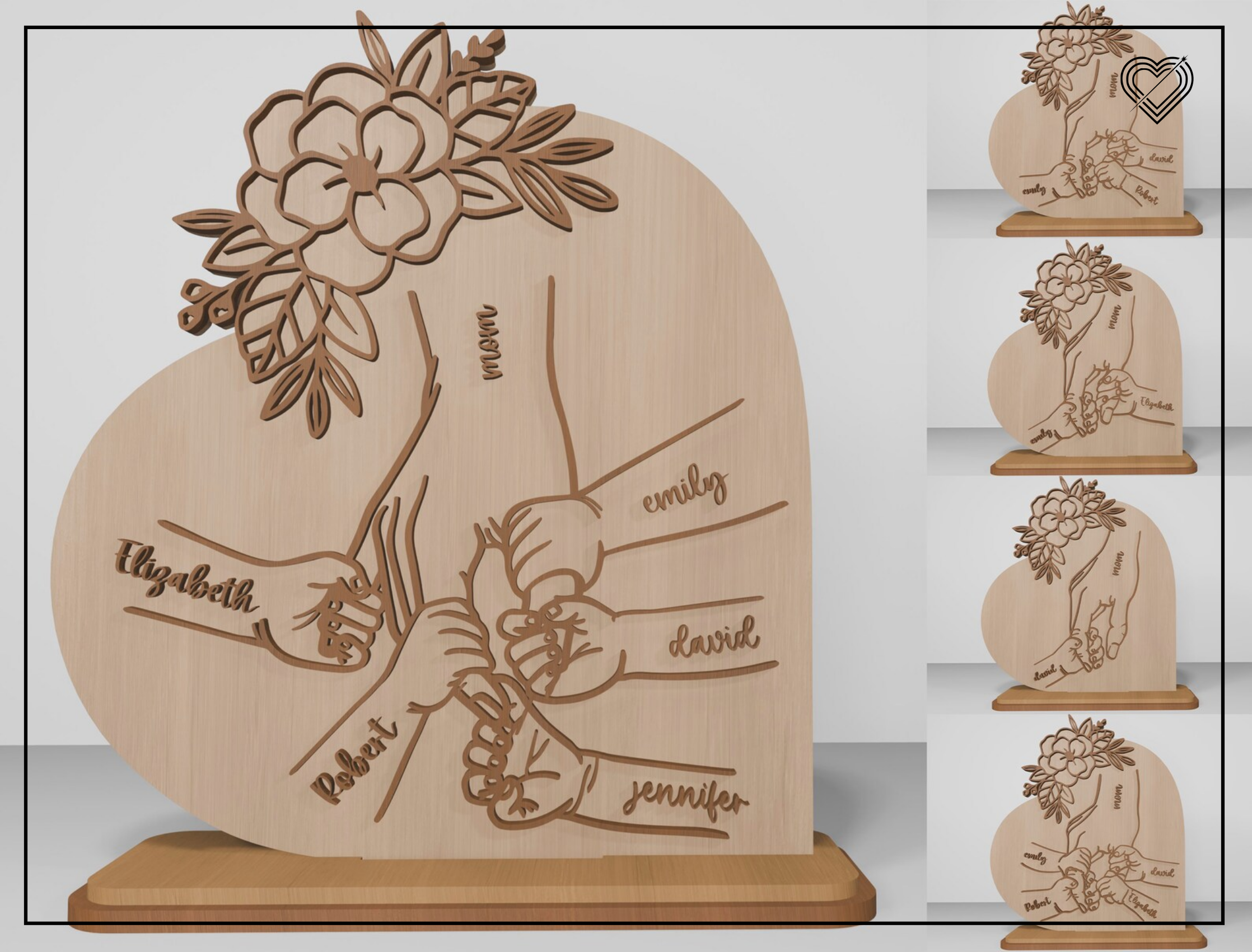 Hände Herz Mama und Kind Herzständer bis zu 5 Kindern