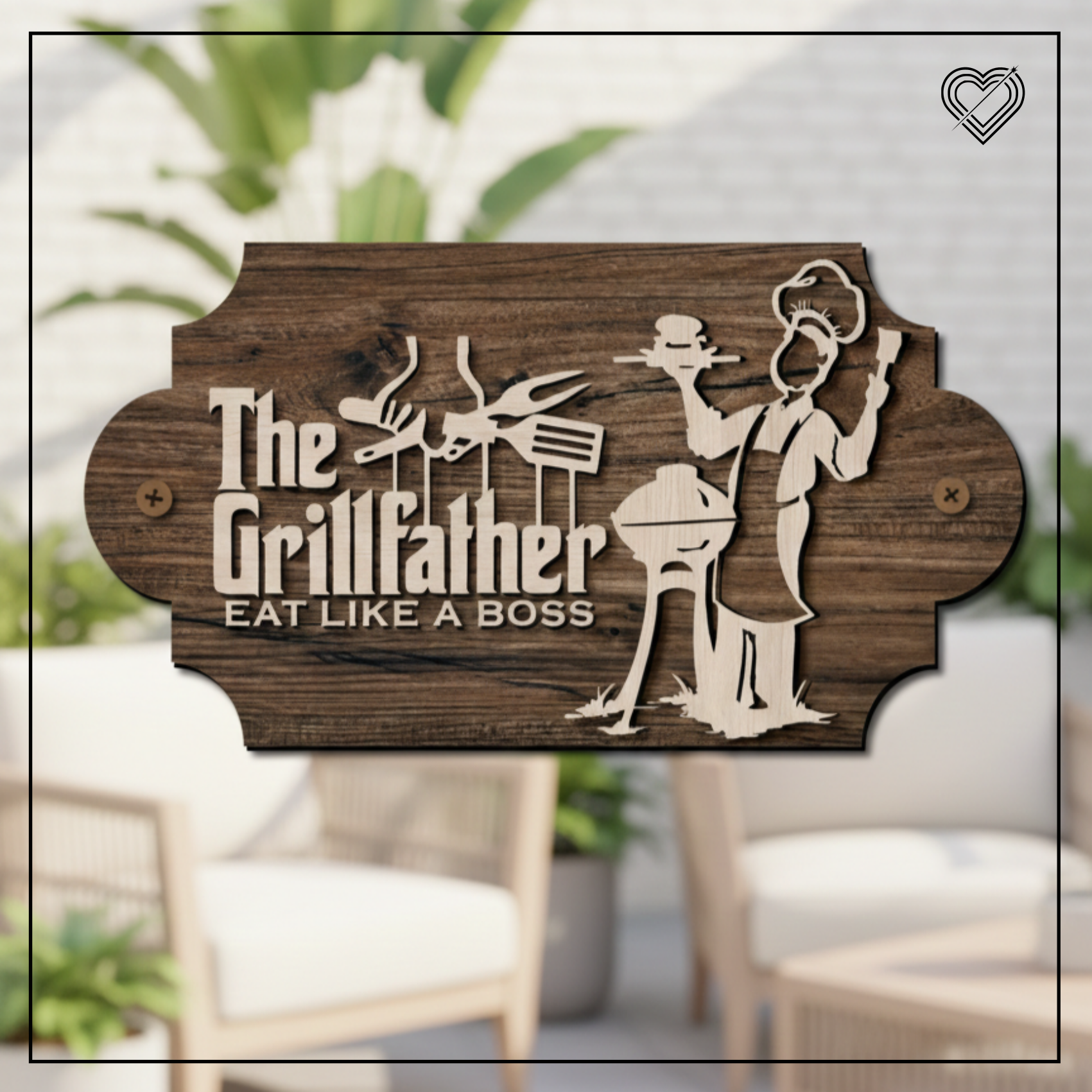 The Grillfather Holzschild BBQ