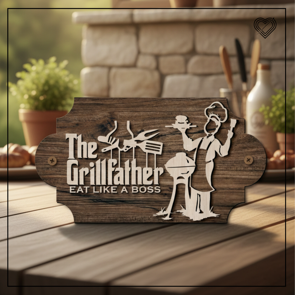 The Grillfather Holzschild BBQ