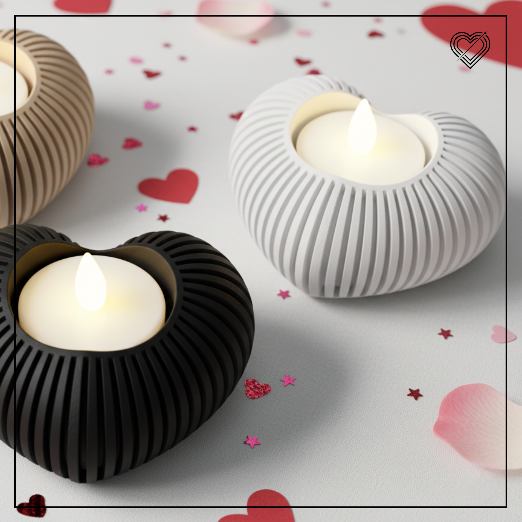 3D Herz Teelichthalter