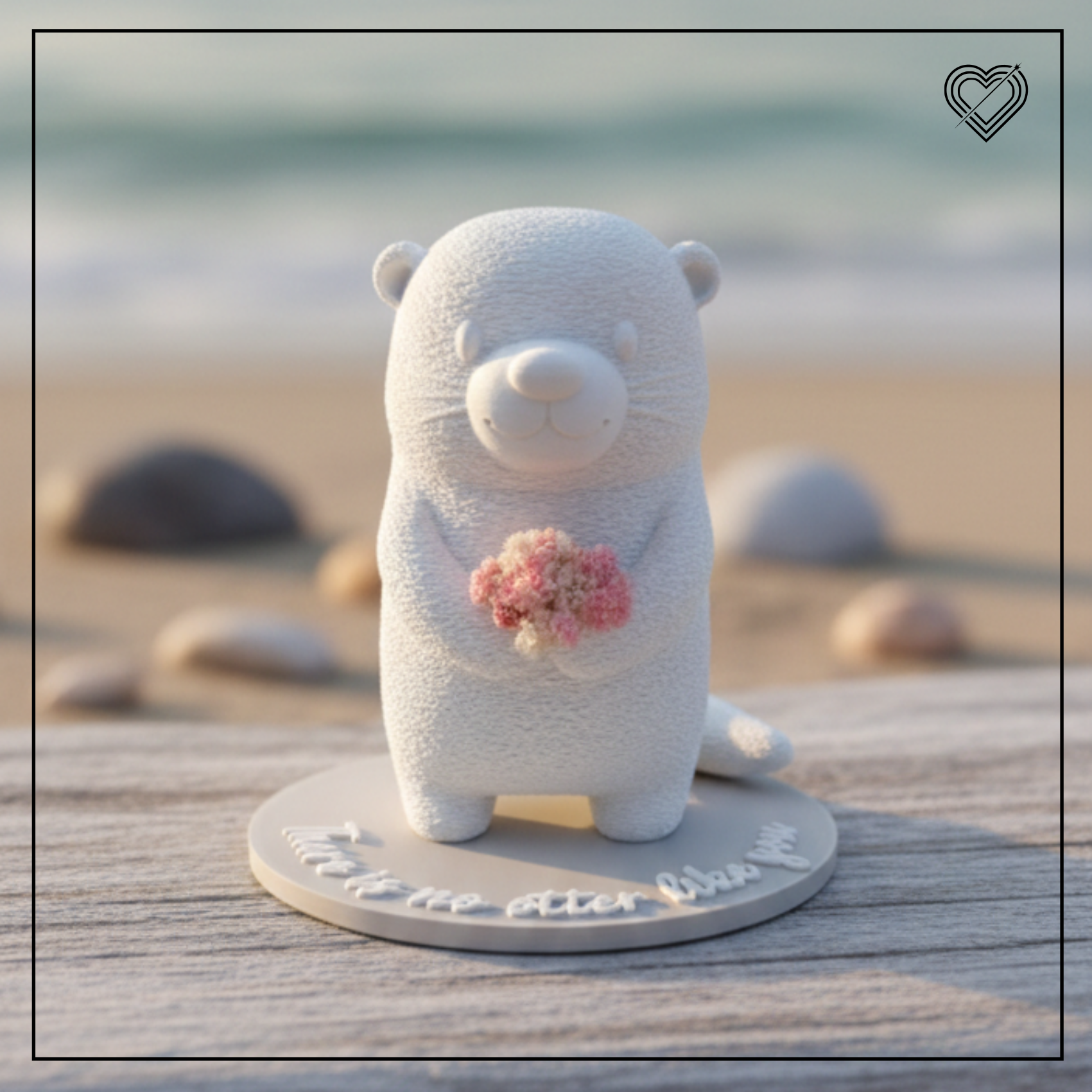 3D Otter in drei Varianten mit oder ohne Herz oder mit Blumenstrauß