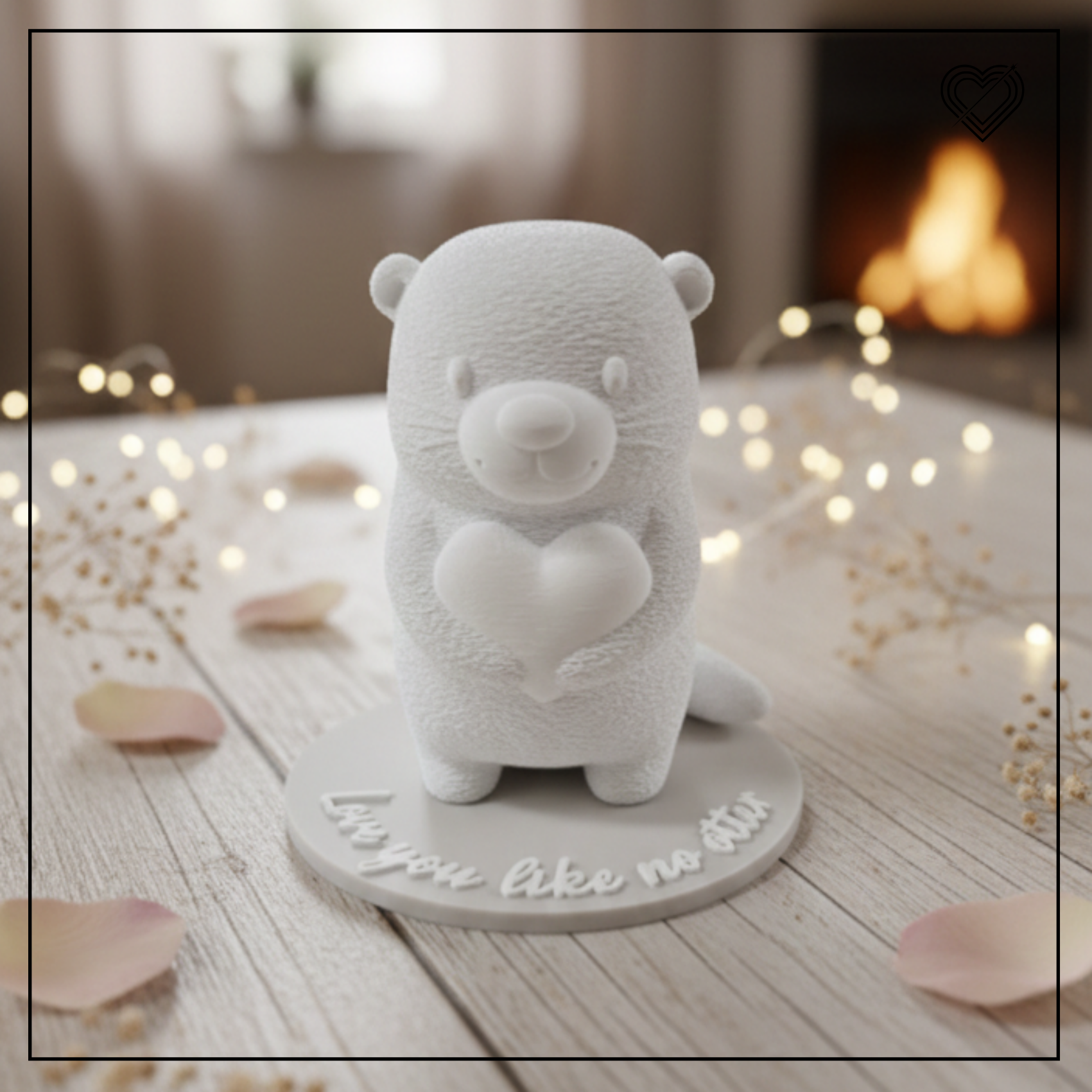 3D Otter in drei Varianten mit oder ohne Herz oder mit Blumenstrauß