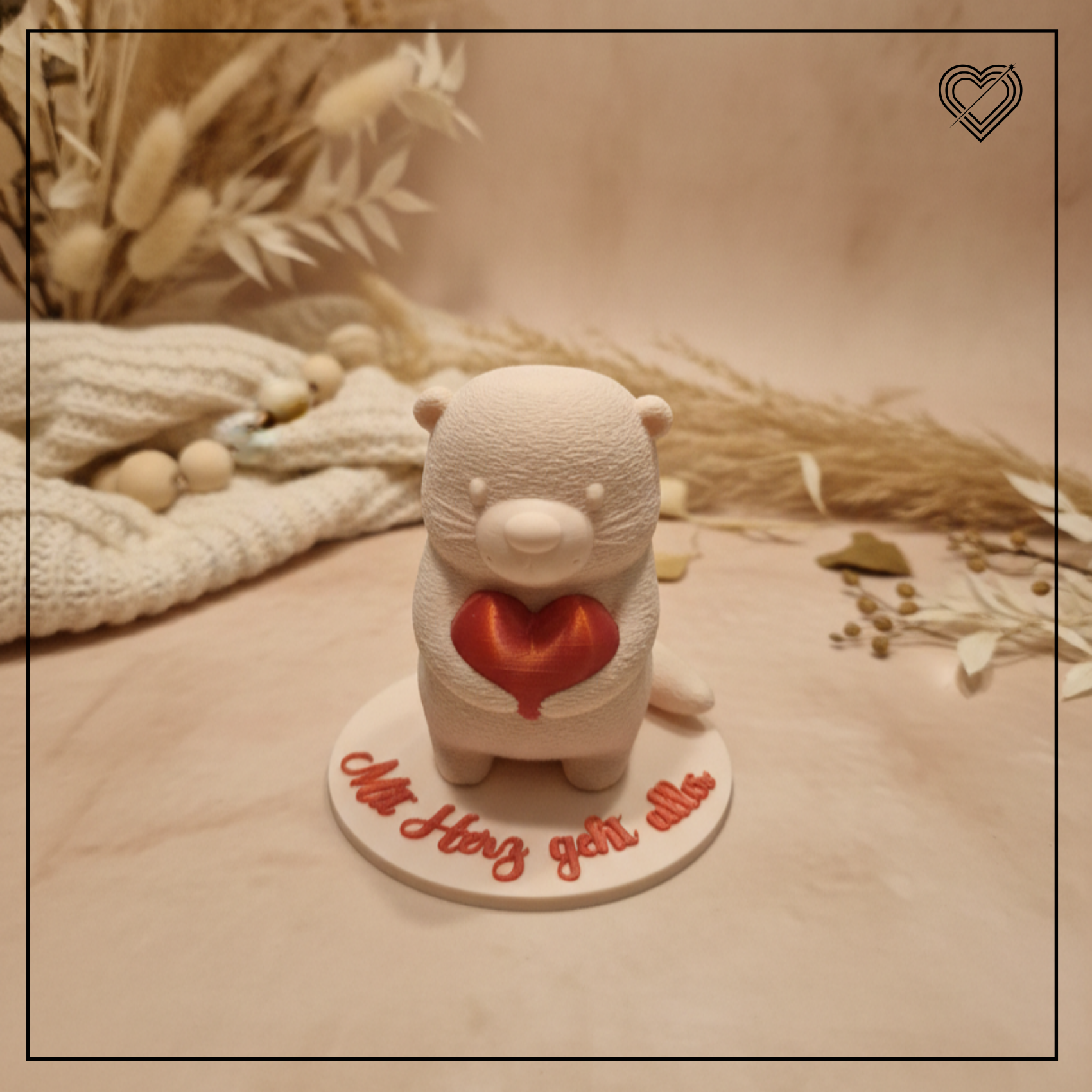 3D Otter in drei Varianten mit oder ohne Herz oder mit Blumenstrauß