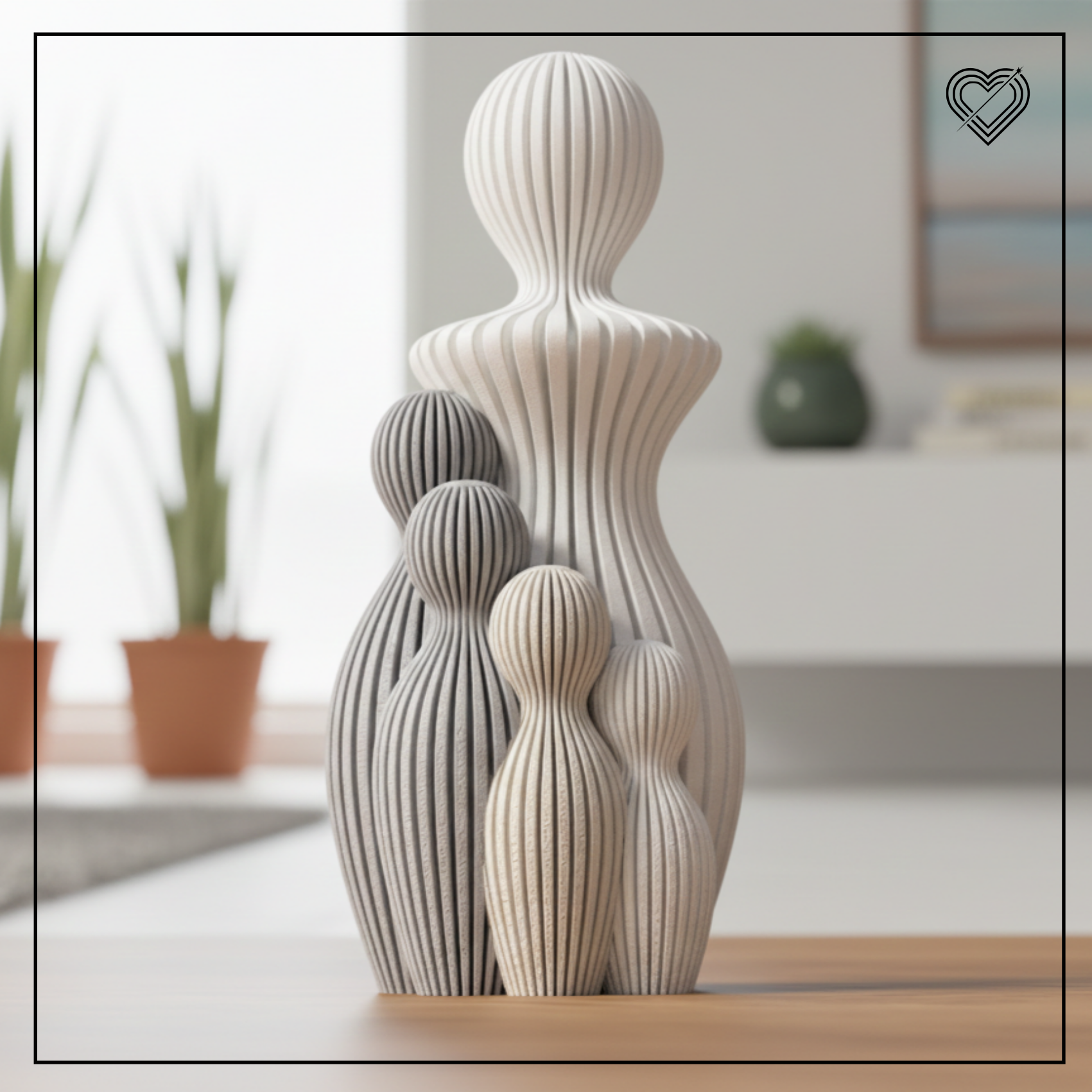 3D Mutter mit 1-4 Kindern Statue