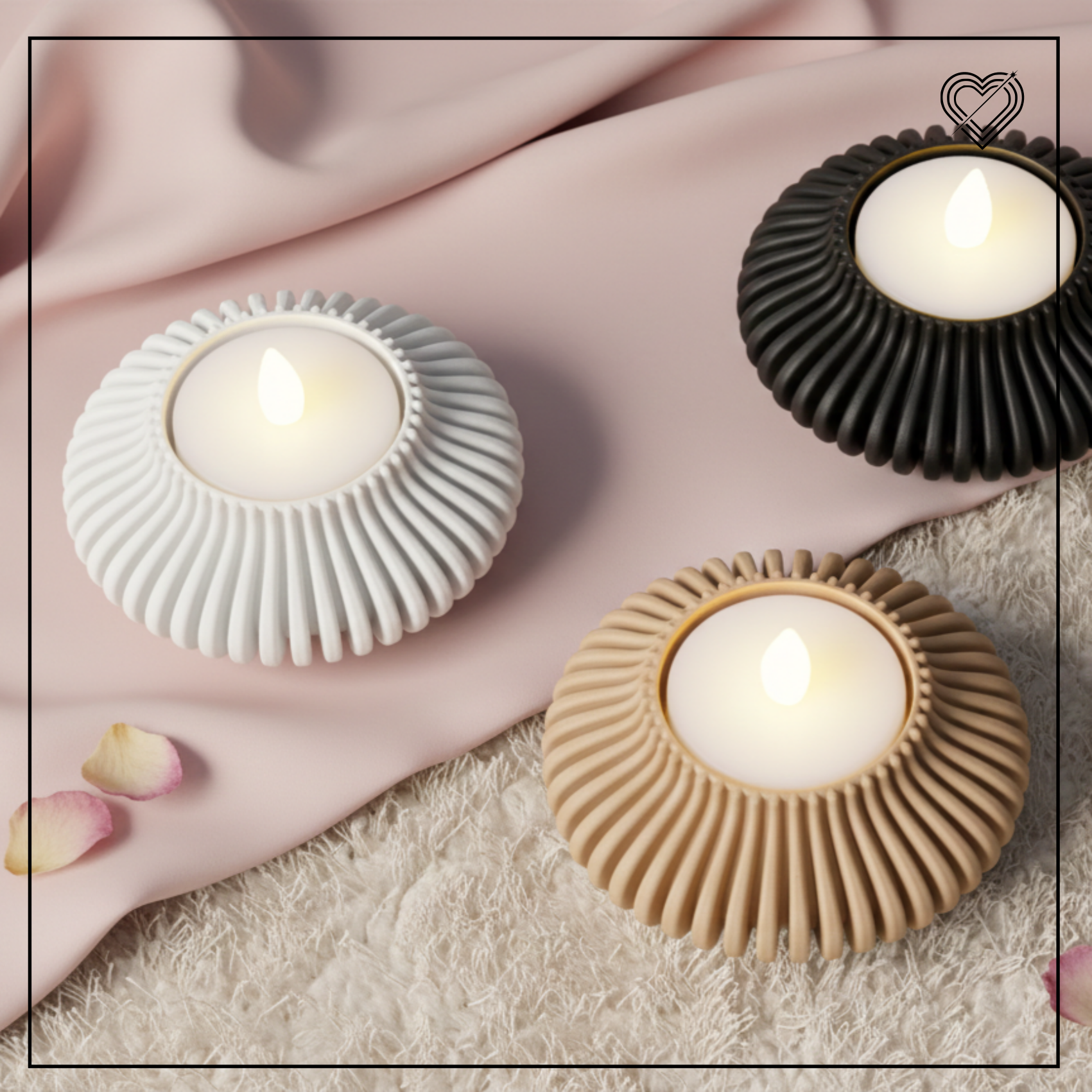 3D Teelichthalter Rillendesign