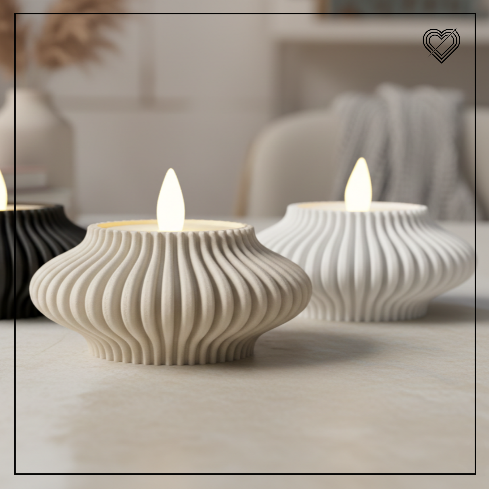 3D Teelichthalter Rillendesign