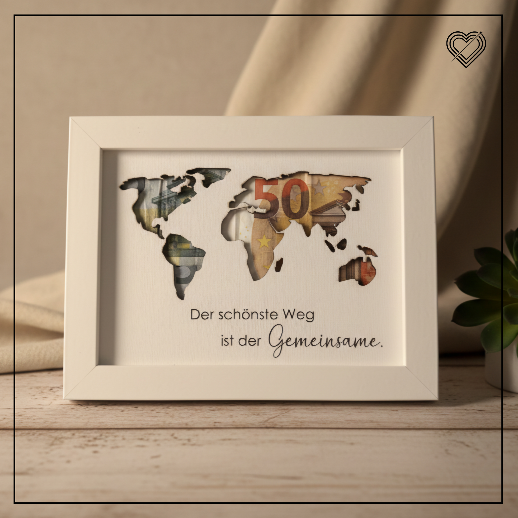 Hochzeitsgeschenk Bilderrahmen Weltkarte Geldgeschenk