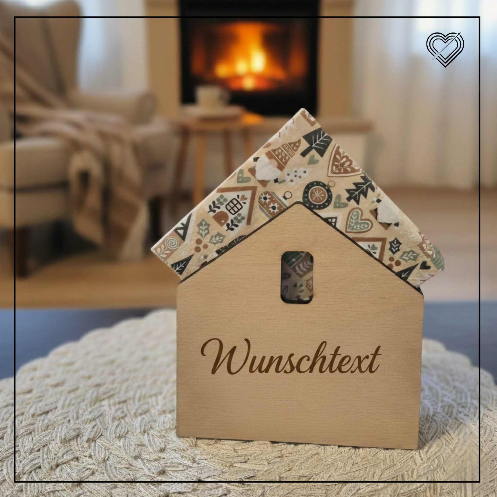 Serviettenhalter Haus mit Wunschtext